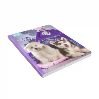 Libreta Cosida Dogs-Cats  100 Hojas   Cuadriculado  - 4 Tipi Morado