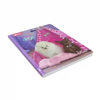 Libreta Cosida Dogs-Cats  100 Hojas   Cuadriculado  - 6 Tipi Fucsia