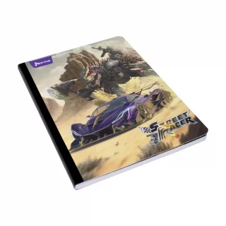 Libreta Cosida Street Racer  100 Hojas   Cuadriculado  - 2 Carro Morado Y Dragon