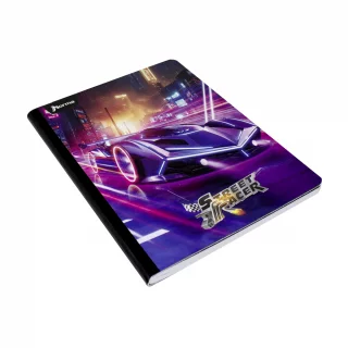 Libreta Cosida Street Racer  100 Hojas   Cuadriculado  - 9 Carro Morado Neon