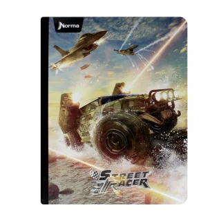 Libreta Cosida Street Racer  100 Hojas   Doble Linea  - 4 Tanque Y Avion